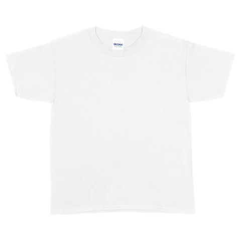 Gildan 76000B 兒童白色 T 恤正面